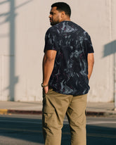 Men's Plus Size Dark Wash Fabric Loose Round Neck Short Sleeve T-shirt